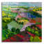 «Deep Ridge Red Hill» par Allan Friedlander, art mural en verre, 12 po x 12 po