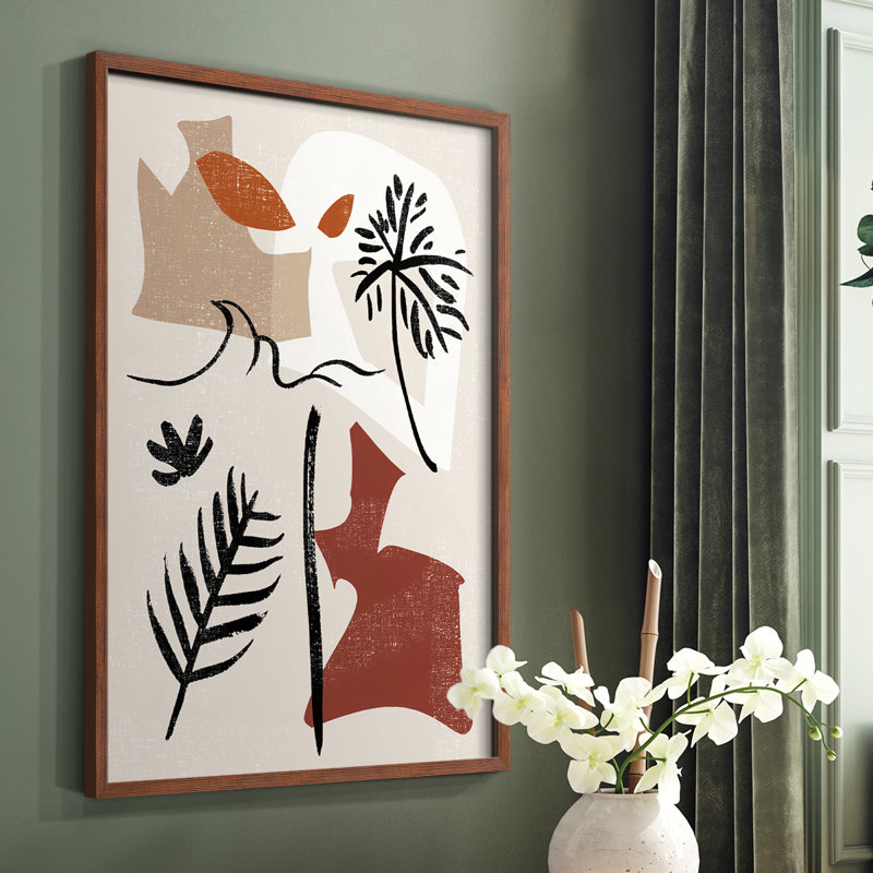 «Soft Palms VI», reproduction encadrée - bois massif, Cadre photo brun simple, H 14 po x l 11 po