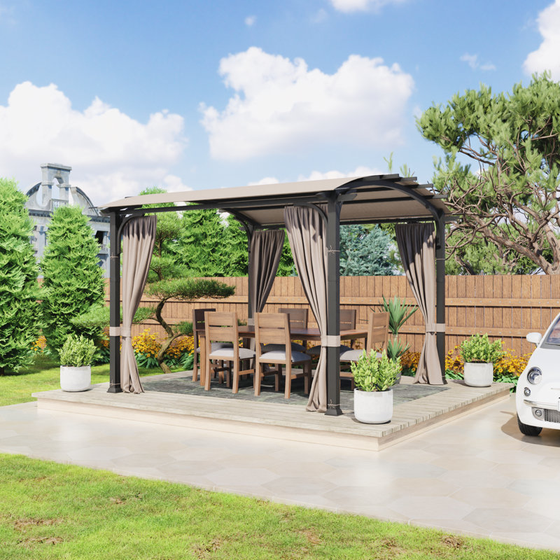 Beige Steel 11 Ft. x 11 Ft. Pergola with Canopy