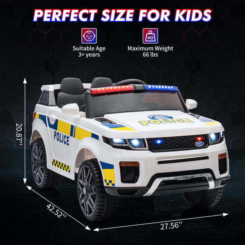 VUS de police 12 V pour enfants avec télécommande, lumières DEL