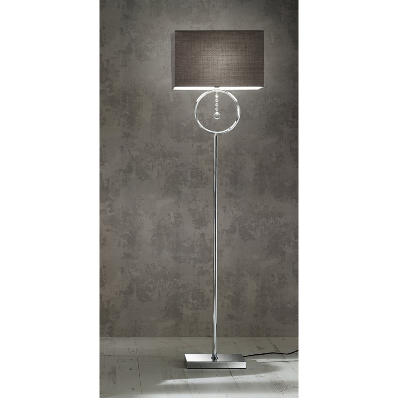 Wynne 154cm Traditional Floor Lamp, Chrome/Grey