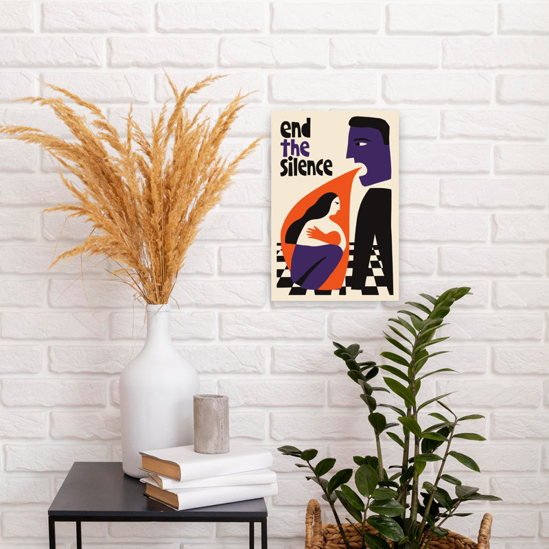 End The Silence Abstract Contemporary Wall Art Print 1 Piece Wrapped Canvas Wall Art, 45.72cm H x 30.48cm W