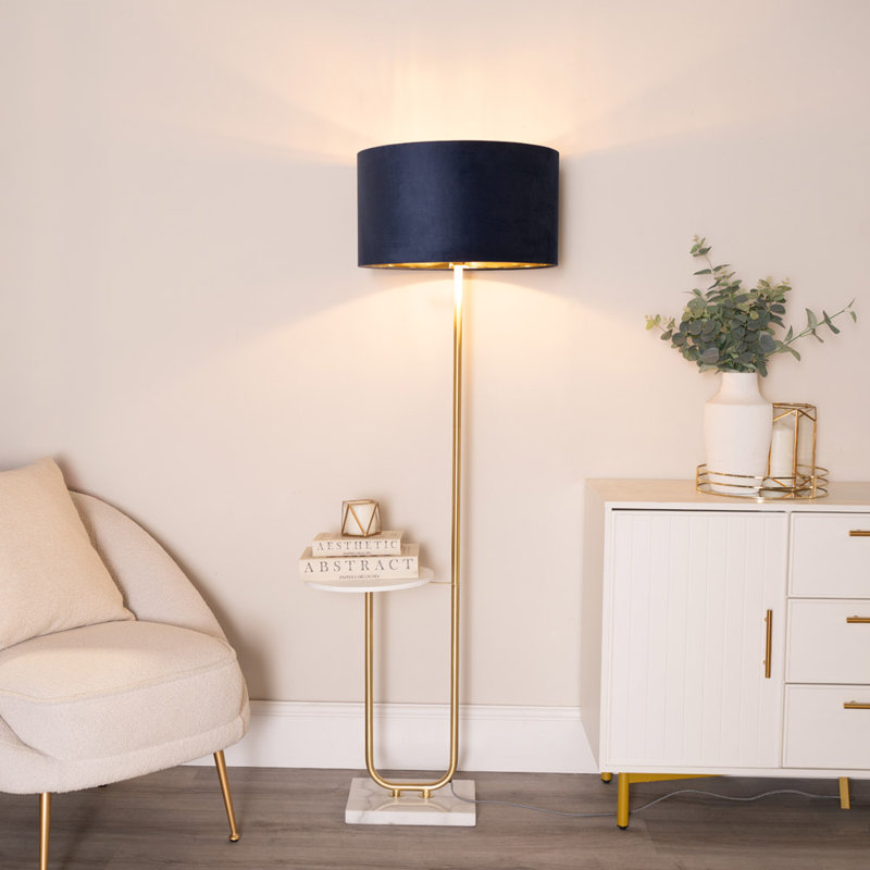 Ahlayla 146cm Traditional Floor Lamp, Brushed/White, Yes, Blue/Gold