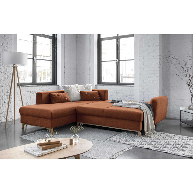 Scandic Lagom 6 Seater Sofa Bed, Left facing, Brick Red