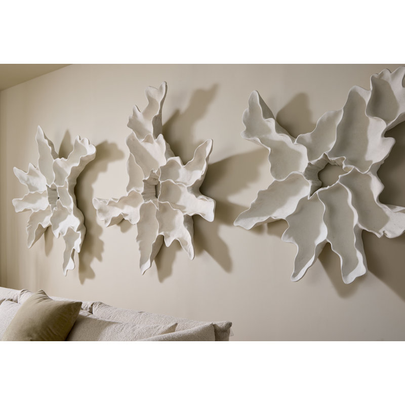 Cast Carved Root Wall Art, White Stone