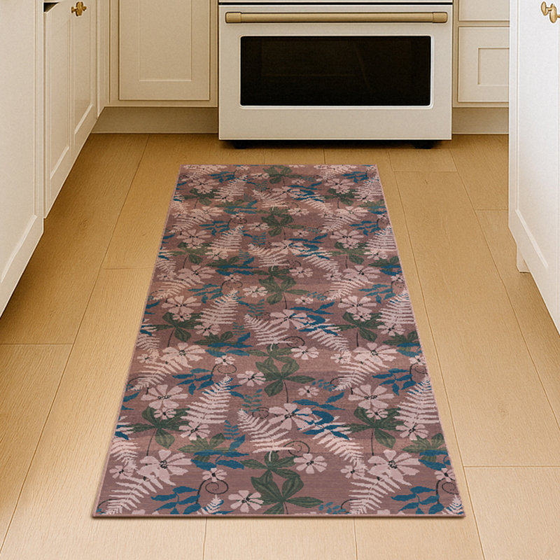 Florentina Bloom Machine Washable Non-Slip Stain-Resistant Tropical Floral Kitchen Hallway Runner Rug - 2.5'x7'