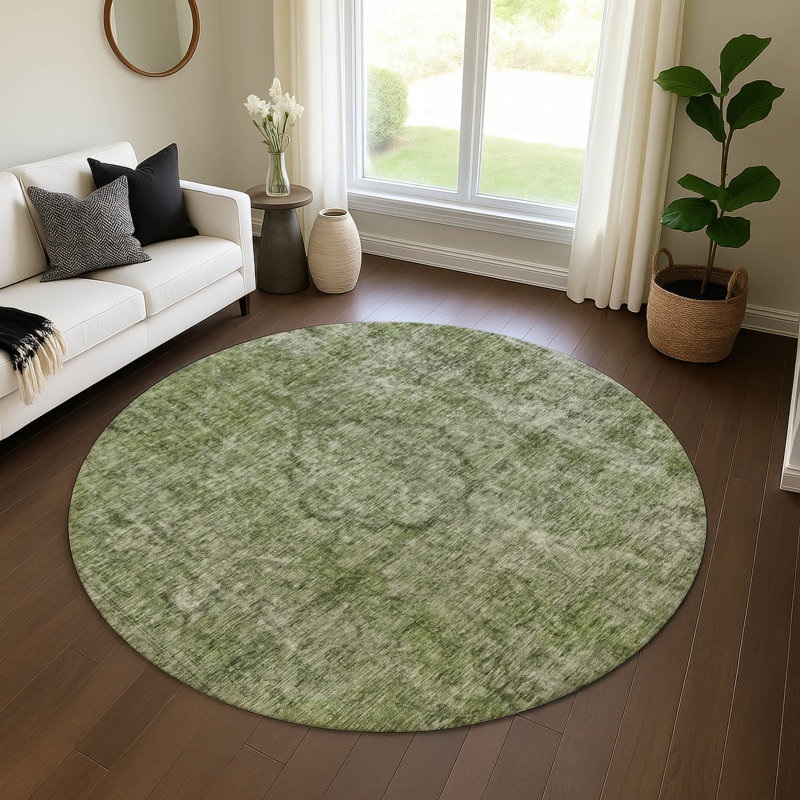 Premium Machine Washable Honig AMF1656 Global Rug, Round 8'