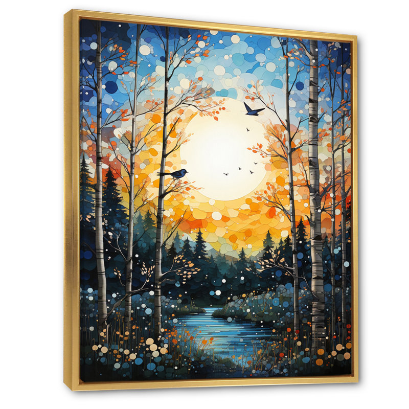 «Forest Silent Symphony Pointillism III» - Décoration murale paysage et nature, H 20 po x l 12 po x P 1 po