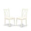 Ensemble de table de 5 pièces comprenant une table ronde et 4 chaises Parsons en tissu de lin avec double dossier en X - Lin blanc-1257475516-1266306389-1266306391