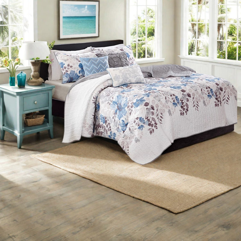 Reversible 6 Piece Bedding Sets, Microfiber Full Queen, Floral Home