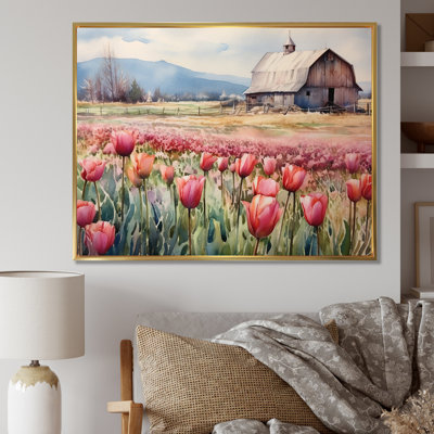 «Countryside Tulip Flowers Field» sur impression sur toile