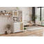 Armoire de cuisine 71 po de hauteur, huche de ferme avec support pour micro-ondes, buffet avec portes et tiroirs en rotin, blanc-940865089