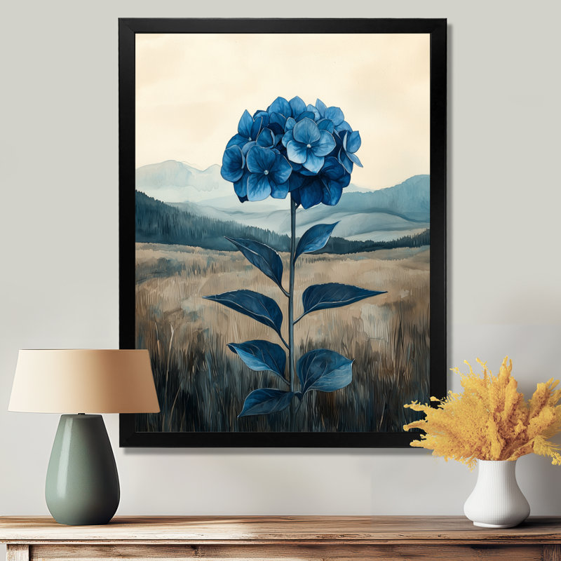 Wanda - Floral Wall Art Living Room, Reproduction encadrée d'une seule photo, Noir, H 20 po x l 12 po
