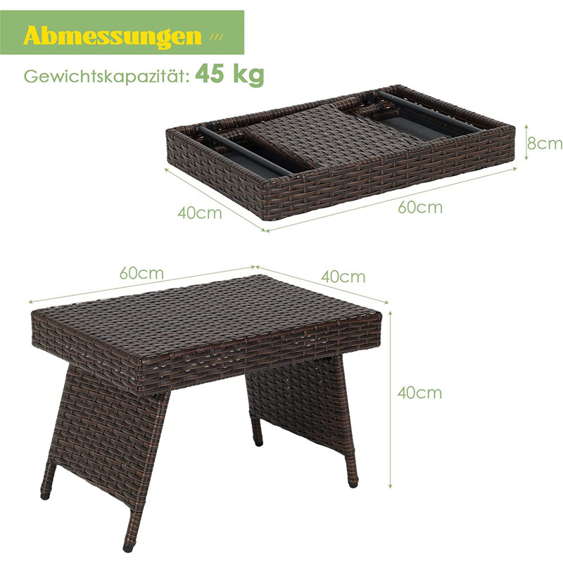 Grendon Rectangular Metal Folding Outdoor Side Table , 60cm cm W 40cm cm D