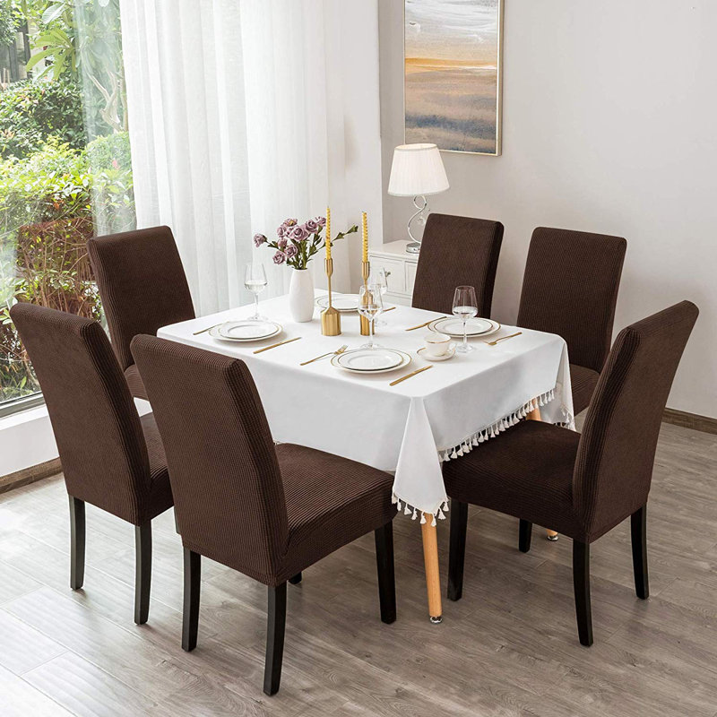 Box Cushion Dining Chair Slipcover, Chocolate