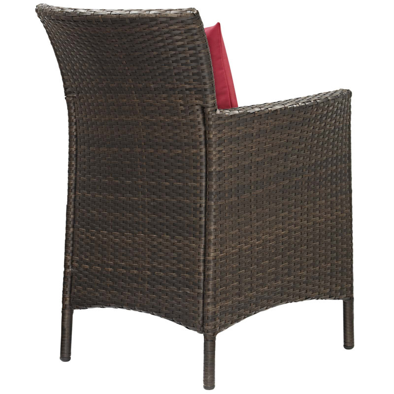 Fauteuil de patio extérieur en rotin et osier Conduit par Modway, Rouge