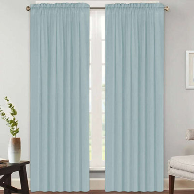 Joe Semi-Sheer Rod Pocket Polyester Curtain Panel Pair 
