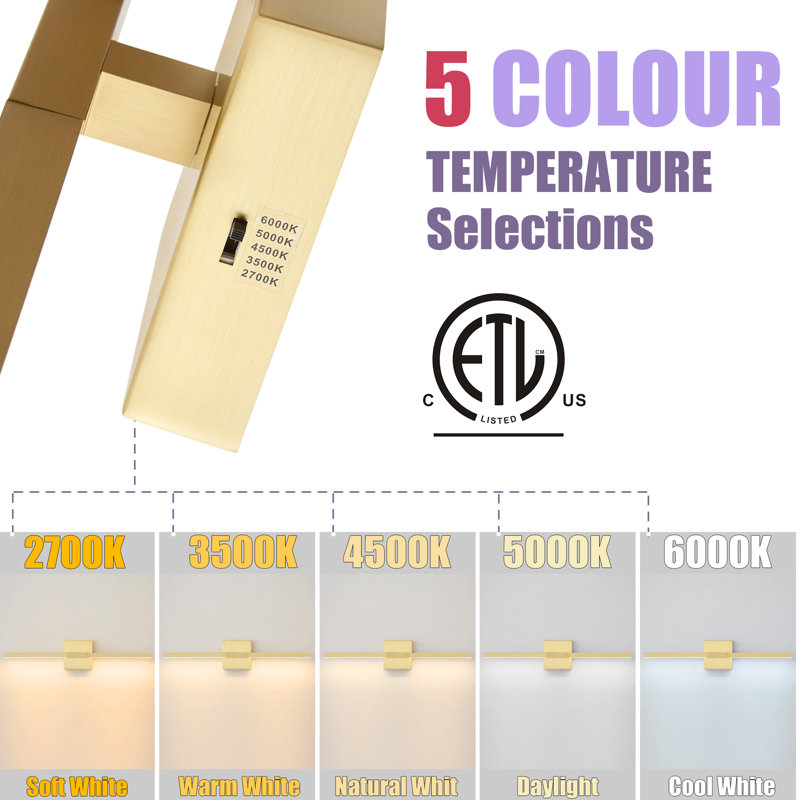 23.6'' LED Bathroom Vanity Light 24W Gold Vanity Light Fixture for Bathroom Bedroom, Gold, 4.72" H x 23.6" W x 3.22" D