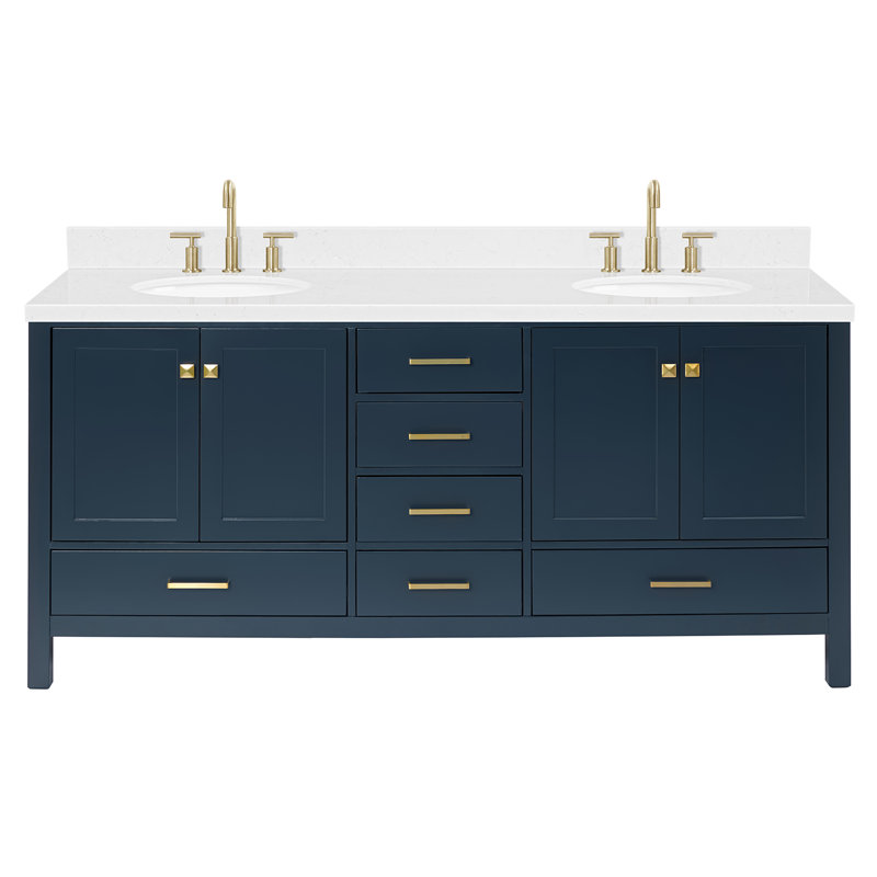  Meuble-lavabo double 72,25 po avec comptoir, Bleu minuit, Oval