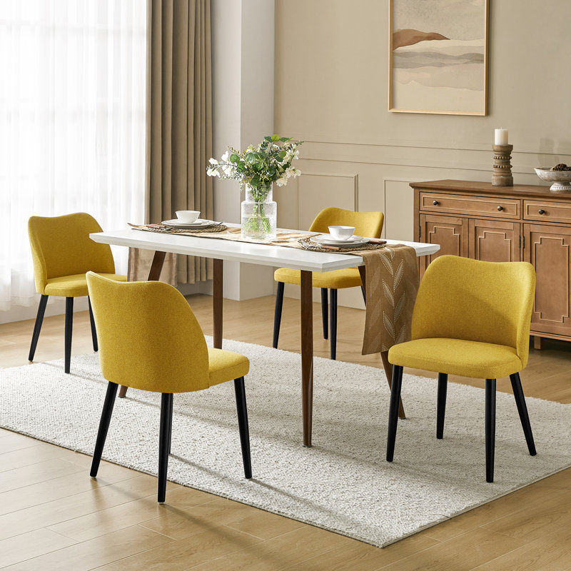  Ensemble de chaises de salle à manger l 18,5 po Kanalu, 4, Moutarde