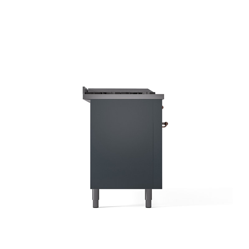 ILVE Nostalgie II 60 Dual Fuel Range, 5 Burners, Griddle, Frenchtop , Blue/Gray/Copper, Natural Gas