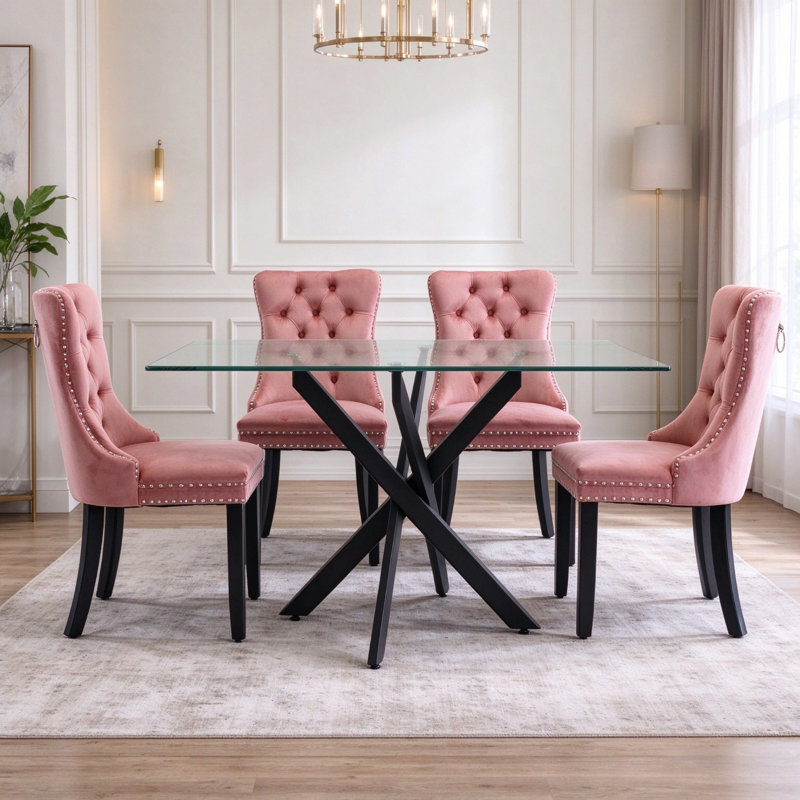 Meachum Dining Set, Pink/Black, Black