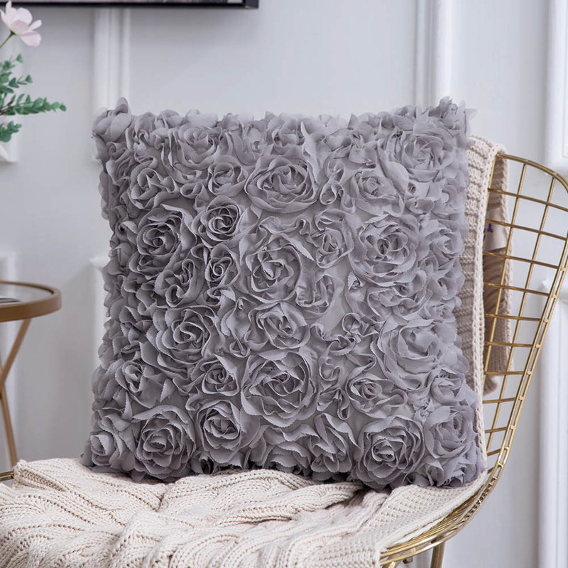 Coussin décoratif, 16 po x 16 po, Gris