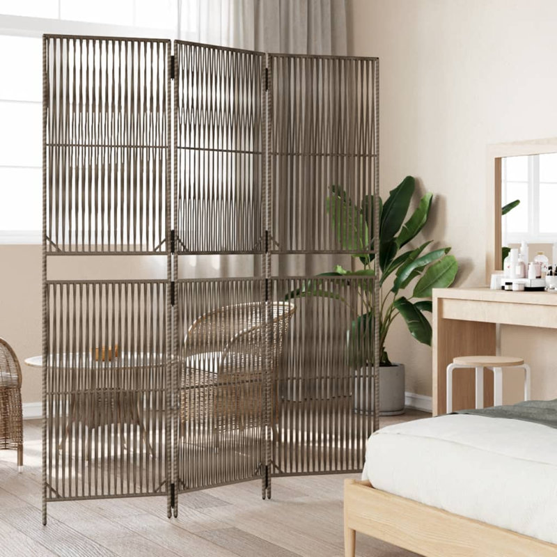 Mikie 147cm W x 180cm H 3 - Panel Folding Room Divider, 3, Grey, 180cm H x 147cm W
