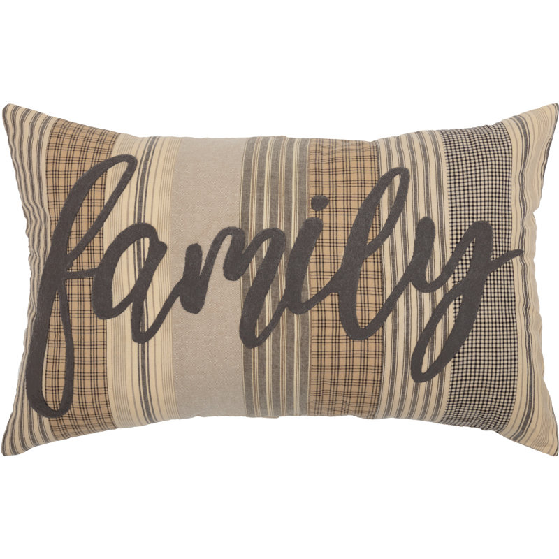 Sawyer Mill Charcoal Family Appliqued Cotton Pillow 22x14
