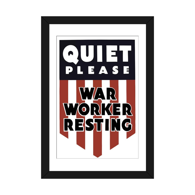«Vintage War Affiche with a Shield», affiche vintage sur toile, H 32 po x l 24 po x P 1 po, Papier d'art encadré noir, Blanc