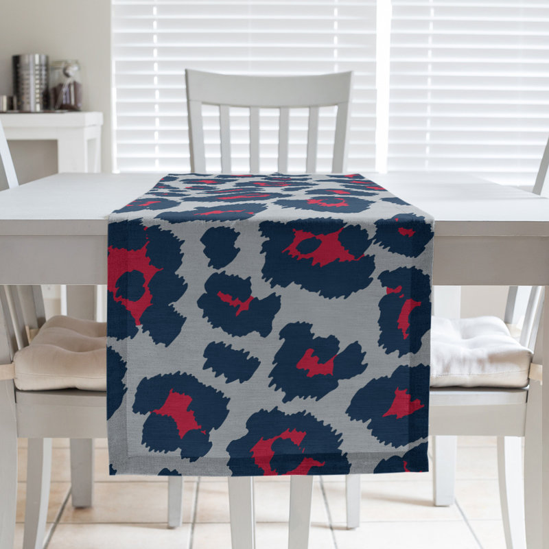 Animal Print Table Runner, Silver/Black/White, 90" x 16"
