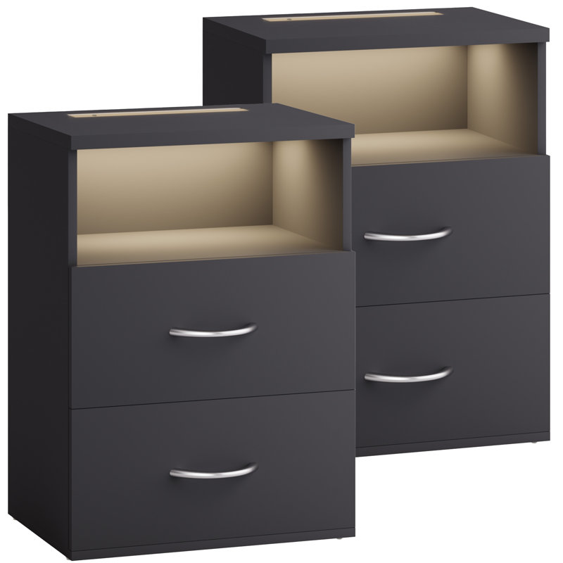 Rexhie 39cm W MDF/particle Board Bedside Table, Anthracite