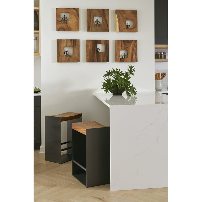 Bar Solid Wood Stool, Counter Stool (25” Seat Height), Black