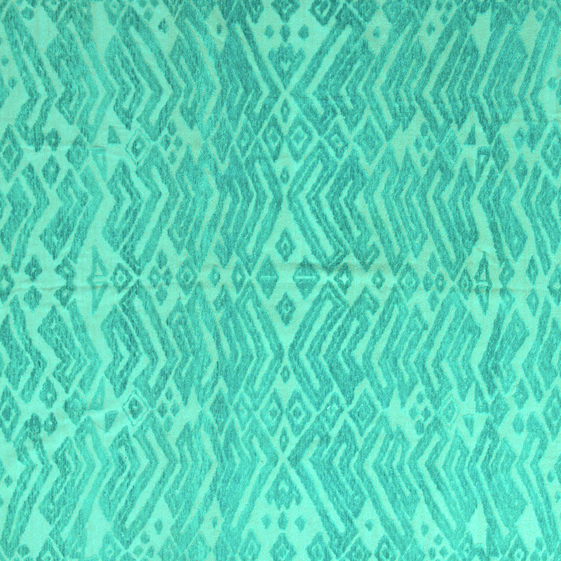 Tapis turquoise lavable à la machine Mackena Abstract 5389, Carré 5 pi