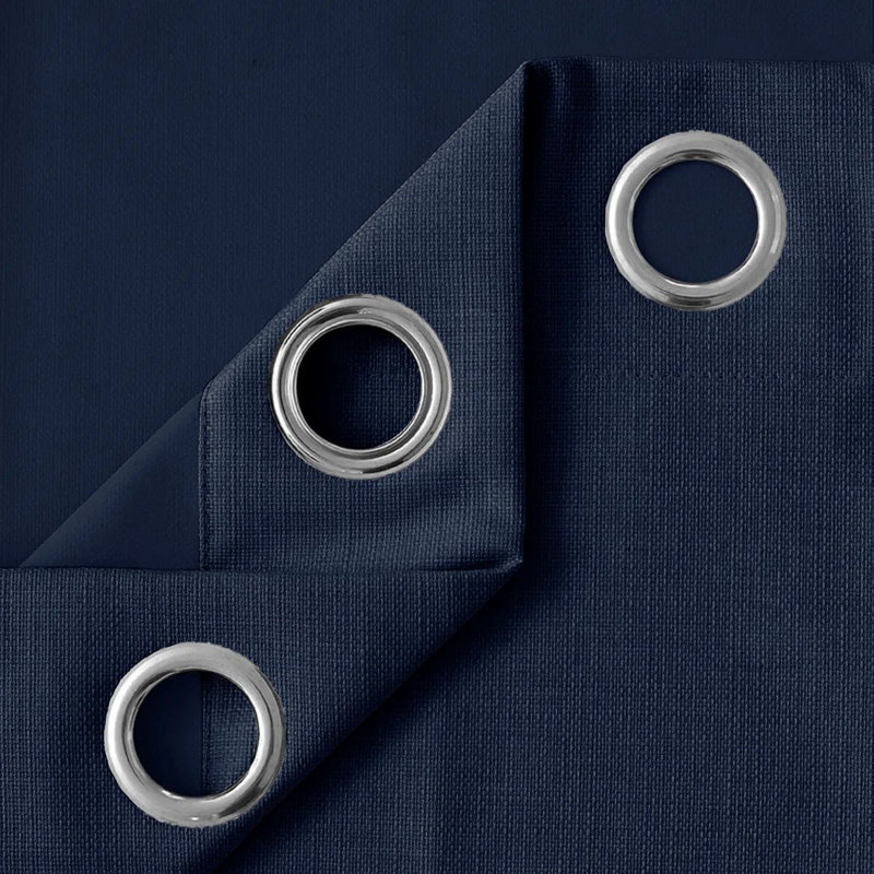 Luxury Ready Made Blackout Eyelet Thermal Curtains (Set Of 2) , 168cm Width x 137cm Drop, Navy