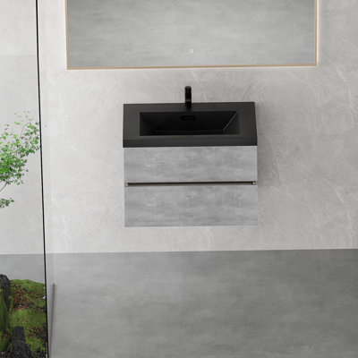 Meuble-lavabo flottant avec lavabo, rangement mural moderne pour salle de bain