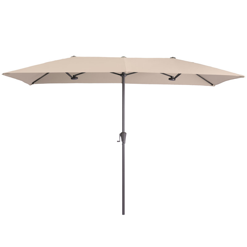 Parasols de table de patio à double face avec auvent résistant aux rayons UV et manivelle, L 10 pi x P 6,5 pi x H 7,8 pi