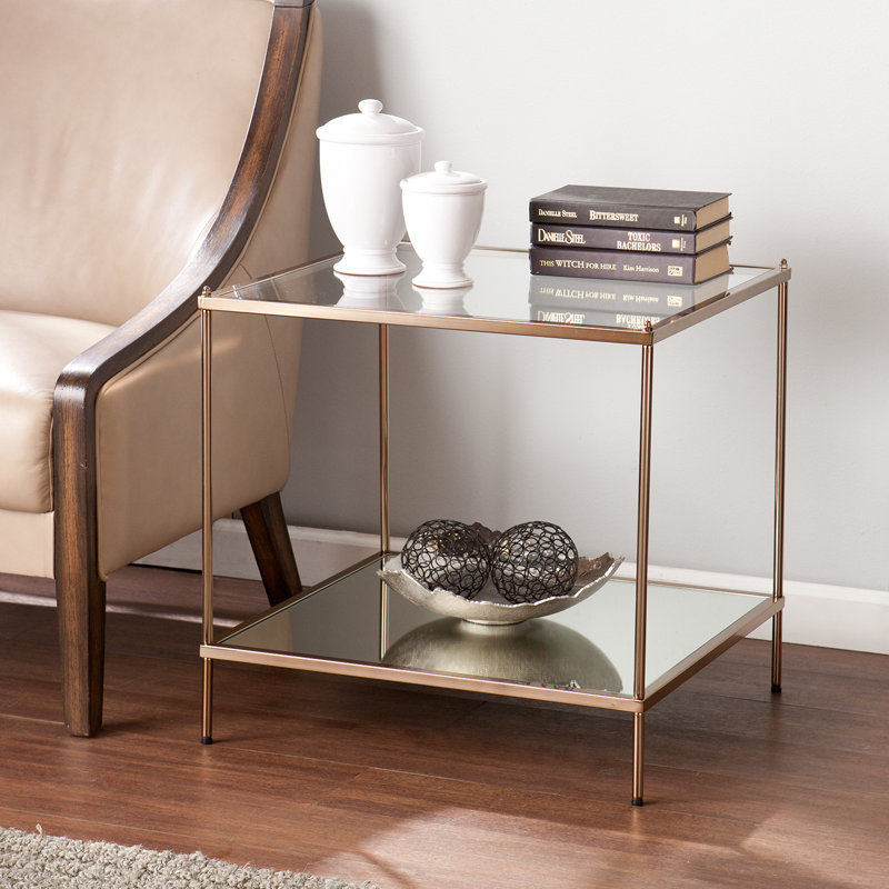 Table de bout avec plateau en verre Gosport, Cuivre