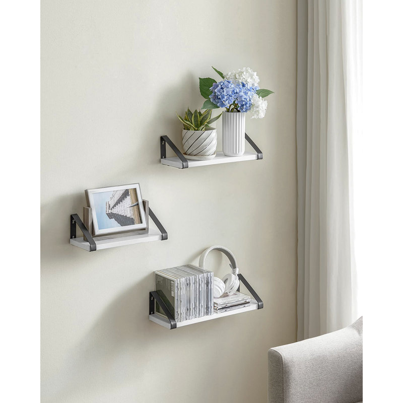 Diya 3 Piece Bracket Shelf, White/Black