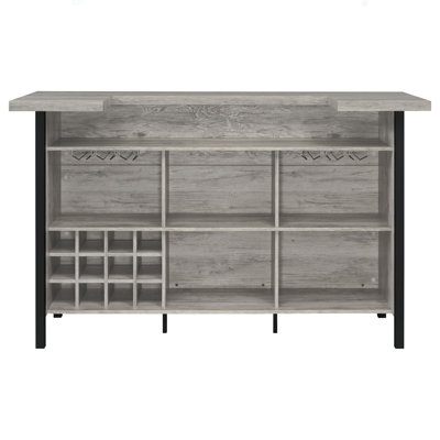 Menimen Grey Driftwood Freestanding Bar Unit