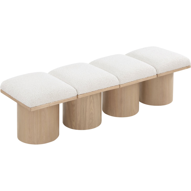 Horatia Boucle Upholstered Bench, 17.5" H x 72" W x 15.5" D, Natural, Cream Boucle Fabric