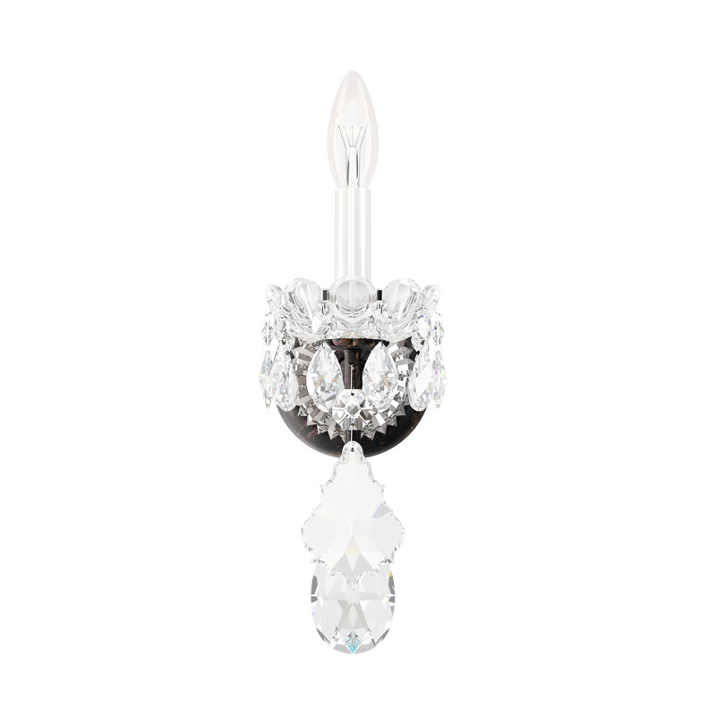 New Orleans 1 - Light Candle Wall Light, Strass Silver Shade, Polished Silver