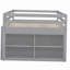 Lit mezzanine double avec bureau réglable et 4 tiroirs, lit mezzanine en bois avec bureau portatif latéral et tablette, gris-121069903-121069906
