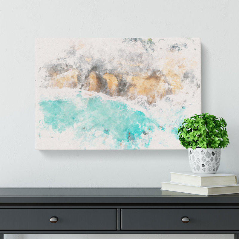 New Zealand Beach Watercolour - Wrapped Canvas, 35cm H x 50cm W x 3cm D