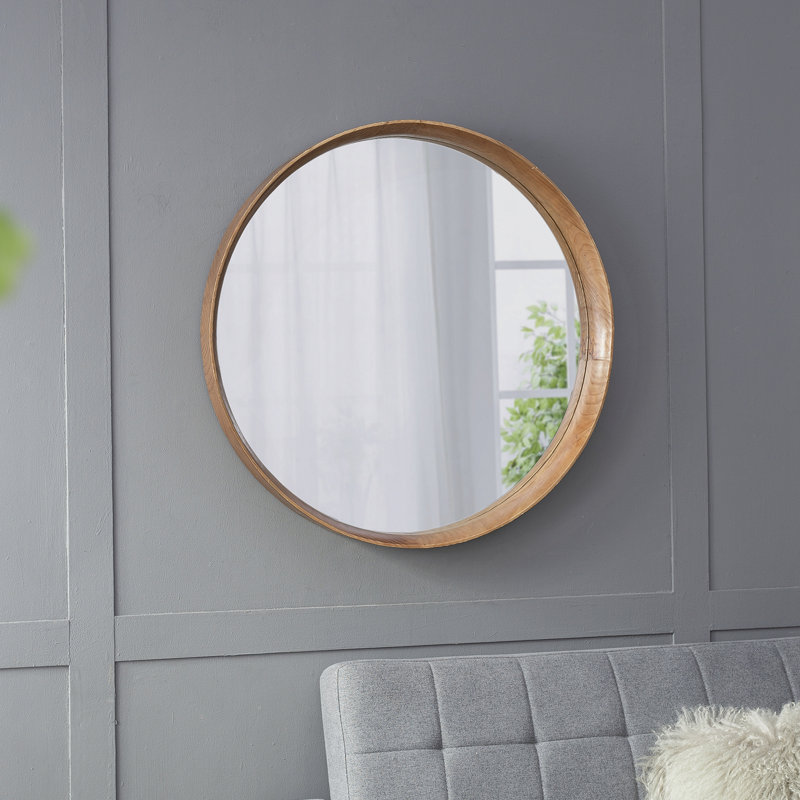 Miroir rond à cadre vertical, Bois massif