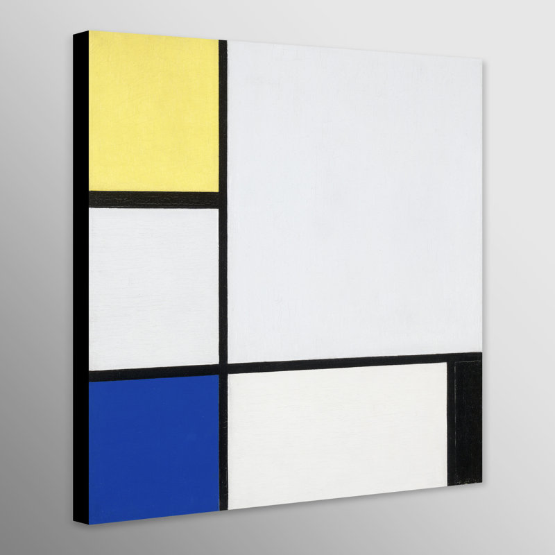 Composition With Yellow, Blue, Black And Light Blue by Piet Mondrian - Wrapped Canvas Art Prints, 41 cm H x 41 cm W