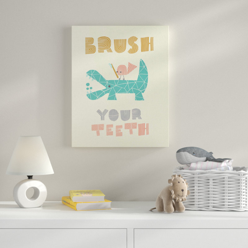Art de crocodile Gupton Brush Your T dents Mod, Toile tendue, H 30 po x l 24 po x P 1,5 po