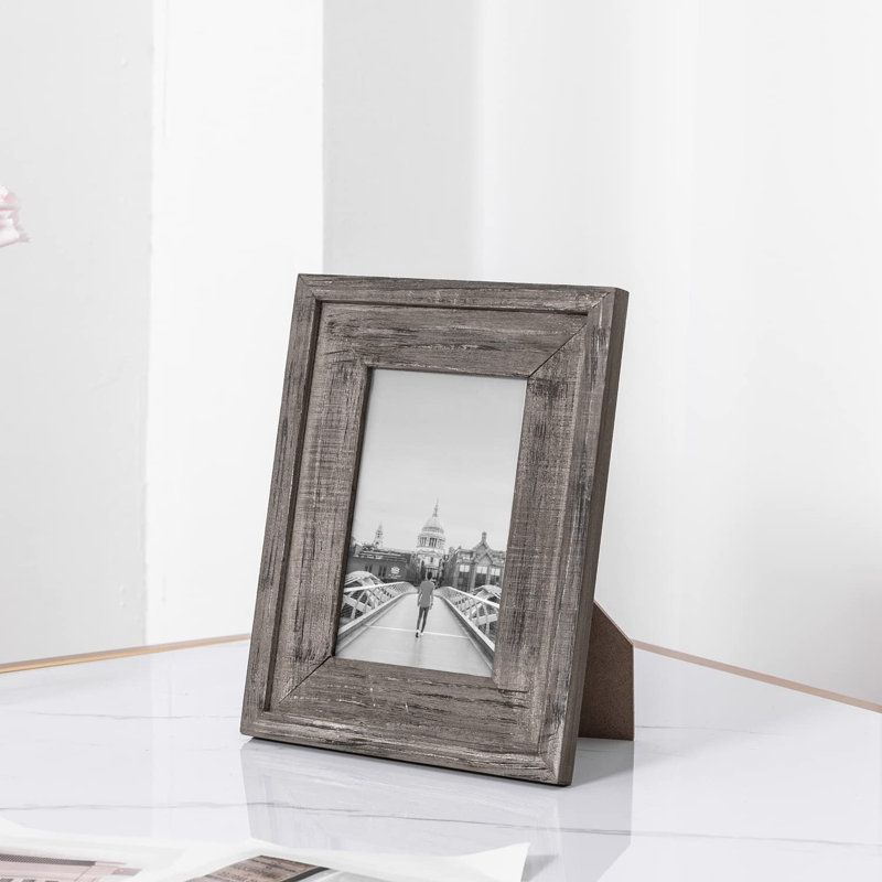 Lameer Solid Wood Picture Frame, Multi Green/Light Brown
