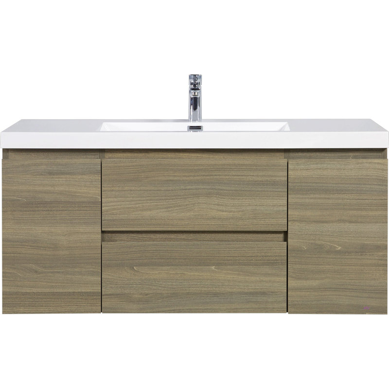 Meuble-lavabo flottant 48 po avec lavabo, meuble-lavabo mural moderne avec lavabo en résine et tiroirs à fermeture en douceur 48 po