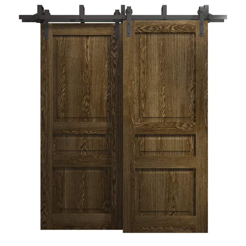 Sliding Closet Barn Bypass Doors | Ego 5012 | Modern Rails Hardware Set | Wood Solid Bedroom Wardrobe Doors, 36'' x 80''